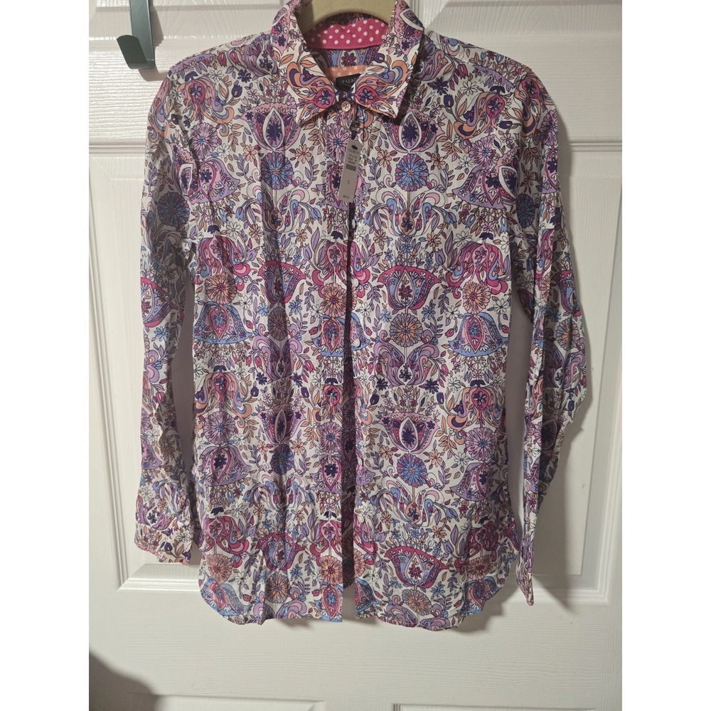 NWT Talbots Floral Button Down Shirt Size S  100%‎ Cotton